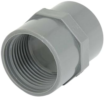 1 coupleur de tuyau d'eau droit fileté femelle en PVC de 32 mm, gris