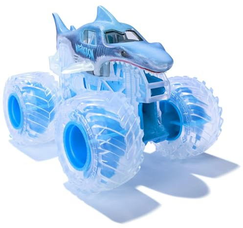 Monster Jam Megalodon 1:64 Scale Die-Cast Monster Truck – Glow in The Dark Ice Edition