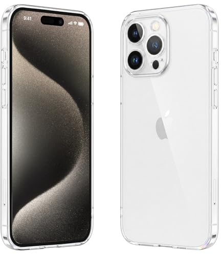 caslord Hülle Kompatibel mit iPhone 15 Pro Max, weiche TPU Transparent Stoßfest Schutzhülle Durchsichtige Kratzfest Handyhülle Case Cover