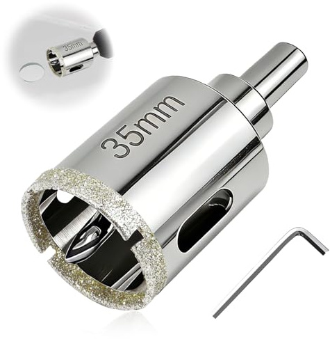 1PC Diamond Drill Bit with Center Pilot Hole, Diamond Hole Cutter, Professional Tile Hole Saw for Tile Glass Porcelain, Marble Ceramic Granite (35mm)