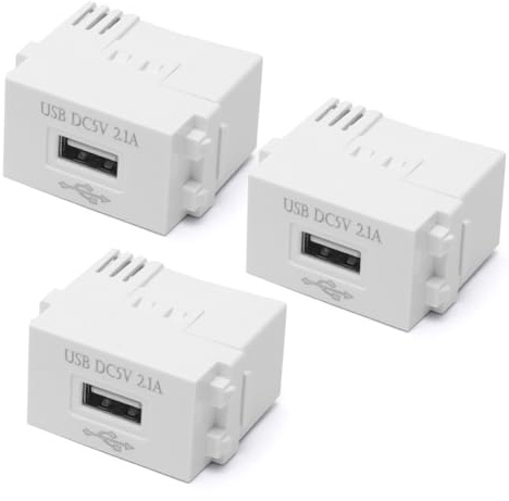 3 Unidades de Módulo de Alimentación USB, Enchufe 220V a Transformador 5V 2.1A, Toma de Carga USB y Adaptador para Smartphones, Tablets y Dispositivos USB