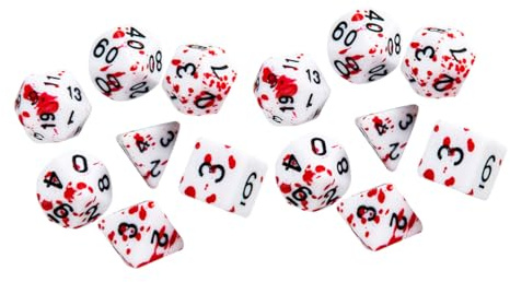 GARVALON 14 Stück Rollenspiel Würfel Mehrseitige und Undurchsichtige Blutwürfel aus Leichtem Acryl Digitale Spielwürfel für Tabletop und Fantasy Spiele