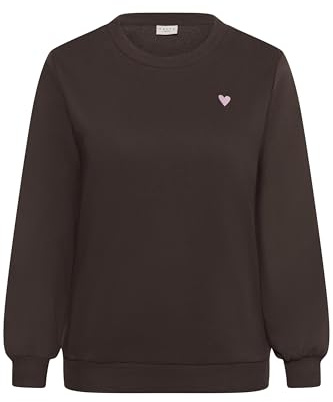 KAFFE CURVE Sweatshirt KClia M, Seal Brown/Pink Heart