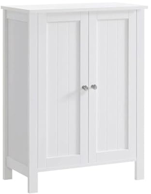 Wintem - Platzsparender Badezimmerschrank aus MDF mit 3 verstellbaren Einlegeböden und 2 Türen mit Magnetverschluss, kompakter Mehrzweckschrank für die Organisation Ihres Hauses, ideal für Bad, Küche