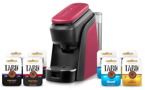 Lavazza, Tablì Macchina Caffè per Tab Lavazza 100% Caffè, Rossa | con Variety Pack Tab 24 x Qualità Oro, 24 x Espresso Classico, 24 x Espresso Intenso, 24 x Decaf, 165 x 330 x 390mm