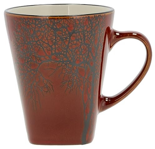 Villa Collection - Hela Mug Dia 35 cl - Tasse en Grès 9 x 11 cm - Café & Thés - Resistant & Design - Motif Bois - anniversaire, fête des mères, fête des pères, noel - Ambre