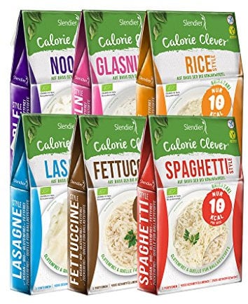 Slendier Pacchetto di prova di konjac Shirataki - diversi tipi, a basso contenuto calorico, fonte di fibre, senza glutine, qualità biologica 6 x 250 g