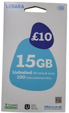 Lebara mobile Pay As You Go Triple Cut Sim Low Cost International Calls, SMS & Data