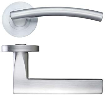 Amalfi Door Handle Lever On Rose - Satin Chrome