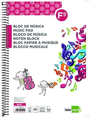 Liderpapel Notenblock Pentagrama 3 mm Folie. 20 Blatt 100 g/m² Folio