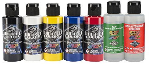 Wicked Colors Airbrush-Set, 56 ml Wicked Colors Primary & Additives Set 2oz._Wicked Colors Primary & Intercoat Set