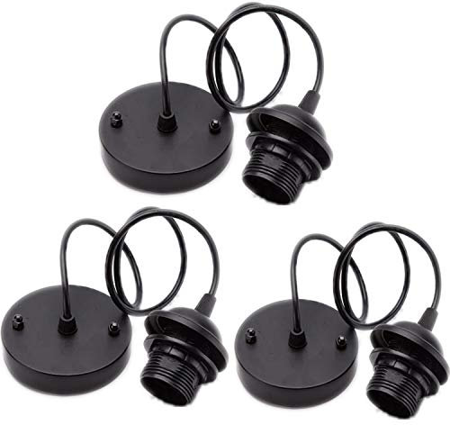 KuLio Ceiling Rose Pendant With Lamp Holder fitting Accessories Kit Set For E27/E26 Screw-type Bulb Light(Pack of 3)