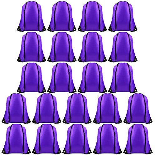 FEPITO 22 pcs Kordelzug Rucksack Bulk Tote Sack Cinch Bag Sporttaschen für Fitness-Studio Reisen (Lila)