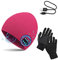 TAGVO Bluetooth V5.0 Beanie mit Touchscreen Handschuhen Set, Winter Warm Gestrickte Drahtlose Bluetooth Headset Musik Hut für Laufen Skifahren Wandern