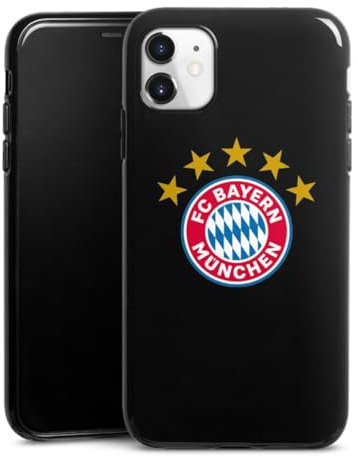 Silikon Hülle kompatibel mit Apple iPhone 11 Case schwarz Handyhülle FC Bayern München FCB Sterne