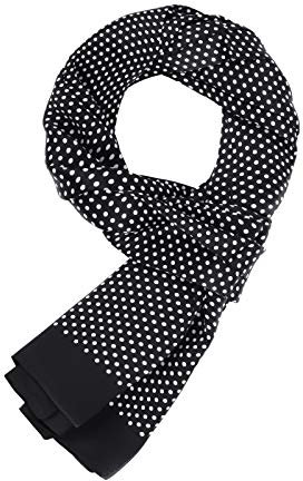 WANYING Edler 100% Seide Herrenschal 11 Momme Seidenschal für Herren Schaltuch Casual Business 155×26cm - Gepunktet Schwarz