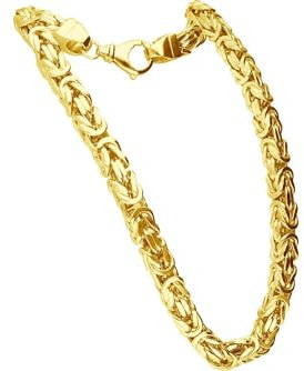 FILANGO Halskette Unisex 925er Silber Königskette mit Karabinerverschluss hochglanzpoliert goldfarben 24K vergoldet 6 mm Länge 60 cm