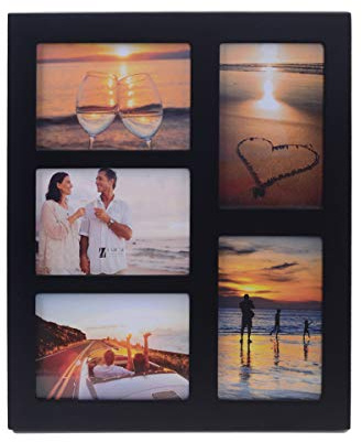 UMICAL 4x6 5-Opening Picture Frame with Shatter-Resistant Glass & Black Wood 4x6 Collage Photo Frames for 4x6 5 Pictures Display Made for Tabletop Stand and Wall Mounting