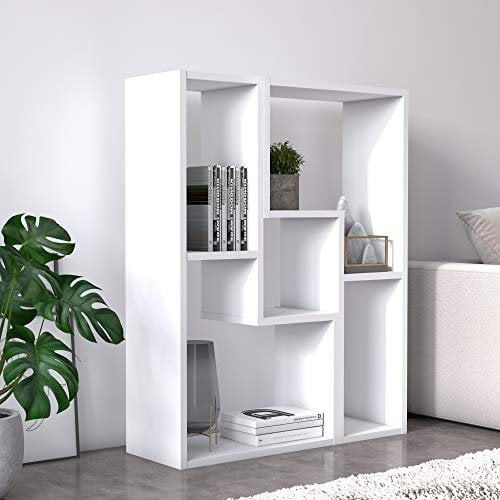 Dmora Modulo componibile formato da due pezzi per creare mobile da soggiorno porta TV - libreria -tavolino, cm 130 x 25 x 50, colore bianco