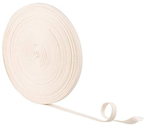 Firtink Fischgräte Band Weich Gewebt Twill-Band Baumwoll Twill Tape zum Basteln von Nähpaspeln, Strickschürze, Kleidungsstück, Änderung(Weiß 1PC, 50mx1,0 cm)
