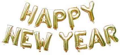 Cavore Luftballon Happy New Year Banner in Gold metallic – XL Schriftzug-Girlande zum Aufhängen für eine stilvolle Silvester Deko 2024