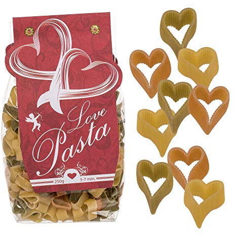 Love Pasta - Nudeln in Herzform/Herznudeln - Hartweizengrieß mit Tomate & Spinat - 250 g
