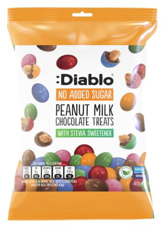 Diablo Milk Chocolate Peanuts - No Added Sugar, Sweetened with Stevia - Individually Packed Bags, Chocolate Covered Nuts Hamper Basket Available for Gifting - Peanut Milk Chocolates - 40 g Pack of 3
