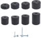 Marcopol Lot de 8 pieds de meubles noirs hauteur 15 mm ronds Ø 50 mm pieds de meubles en plastique, vis incluses (8, hauteur 15 mm), Noir