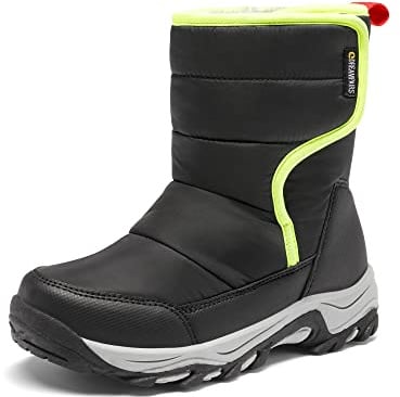 DREAM PAIRS Boys Girls Snow Boots Winter Waterproof Walking Boots for Kids Non Slip Warm Fur Lined Shoes,Size 9 Little Kid,Black,SDSB2222K