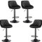 Glit Chaise Bar Tabouret de Bar en Velours, Lot de 4 Tabouret Bar Reglable en Hauteur, Chaise de Bar Rotatif avec Dossier et Repose-Pieds (4, Noir) CW2858600 35x37x64,5-80cm