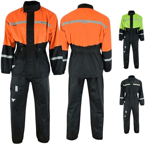 BULLDT Motorrad Regenanzug Set Herren Regenjacke Regenhose 2-Teilig Wasserdicht Winddicht Reflektierend mit Mesh Futter Versiegelten Nähten Reißverschluss