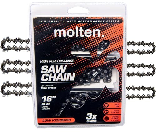 16 Inch Chainsaw Chain 3/8 .043 56 Fits Milwaukee Chainsaw Chain M18, EGO, Dewalt DCCS670 Replacement, EGO Power+ CS1613, CS1600, CS1604, CS1610, CS1611, Makita XCU04