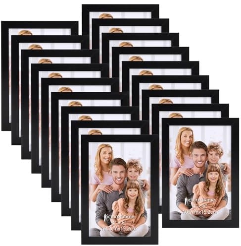 Hoikwo Cadre Photo 10x15 lot de 18, Élégant Cadre Photo Noir à Bord Étroit pour Affichage Mural ou Sur Table, pour le bureau, le salon et la chambre à coucher