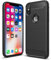 COVER CARBON LOOK compatibile con APPLE IPHONE X/XS - CUSTODIA SILICONE NERO