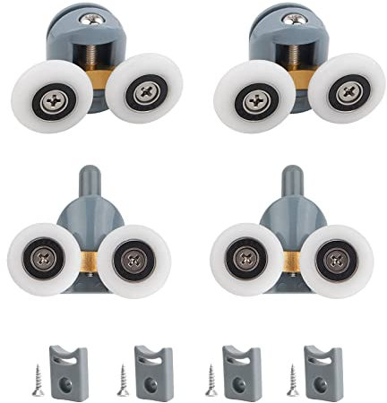 Rulli per Porte Doccia, Diametro 23 mm Rotelle per Box Doccia, per Vetro 4-6 mm, Parti di Ricambio Fai da Te per Bagno Domestico (2 Rulli Superiori e 2 Inferiori) (23MM)