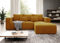Sofa mit Schlaffunktion mit Bettkasten aus Cord - Ecksofa fur 3 Personen - Stripes - Bequem Schlafsofa - L-Form - Modern Couch 255x73x161 cm - Rechts Senf - MODERNO