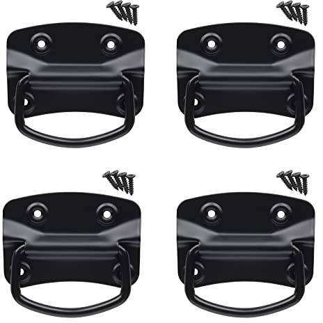 SOTECH 4 Stück Klappgriffe 100 x 70 mm, Edelstahl SS201 schwarz | Schubladengriffe klappbar zum Anschrauben inkl. Befestigungsmaterial
