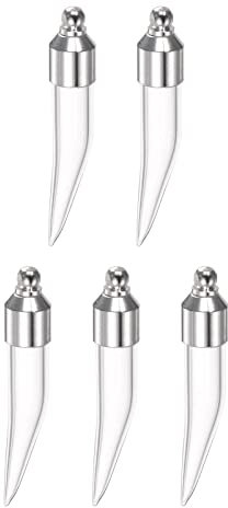 sourcing map 5pcs Name on Rice Glass Vial Pendant 6mm Width Chili Shape Screw Cap Pendant Clear Vial Necklace Hanging Wish Bottles for Liquid Sand Ashes DIY Pendant Craft Souvenirs