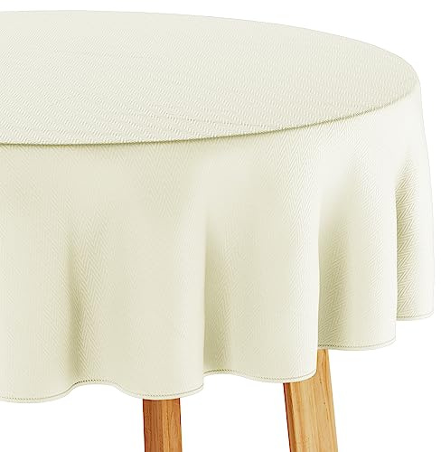 Filumi Tischdecke 140x240 cm oval Creme Abwaschbar Für Indoor Outdoor geometrisches Zickzackmuster Verte
