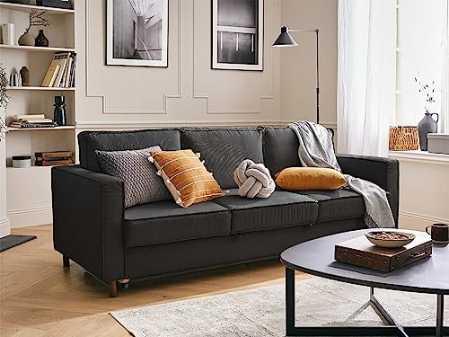 Lisa Design Jake - 3-Sitzer Sofa – mit Schlaffunktion – aus Cord Dunkelgrau