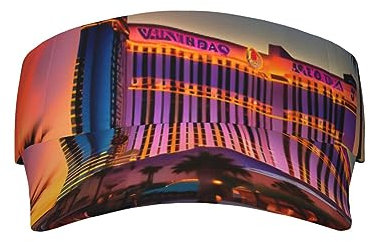 Brugui Erwachsene Sonnenblende Visier Kappe für Frauen Visier Hut mit verstellbarem Klettverschluss - Geeignet für Tennis Las Vegas Sunset 1, Las Vegas Sunset 1, Einheitsgröße, Las Vegas