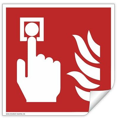 Schild Brandmelder F005 - ASR A1.3 - DIN EN ISO 7010 - Brandschutzzeichen für Innen und Aussen - PVC selbstklebend (1, 50x50mm)