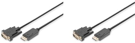 DIGITUS DisplayPort Adapterkabel, DP - DVI (24+1) St/St, 2.0m, m/interlock, DP 1.1a komp.,CE - Schwarz (Packung mit 2)