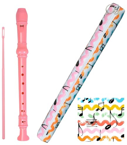 Professional German Style 8-Hole C Key Soprano Recorder for Kids & Beginners - Includes Cleaning Rod & Carry Bag, Ideal for Students & School Band (PInk)