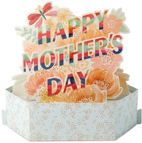 Hallmark Muttertagskarte, 3D- & Pop-Up-Banner & Schmetterling-Design, Happy Mothers Day, Andenken, für Mutter, Ehefrau, Schwester, Rosa, Orange, Weiß