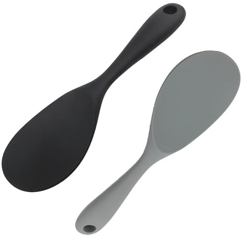 2 Piezas Cucharas de Arroz de Silicona, Paleta de Arroz Antiadherente de, Cucharas de Cocina de Silicona, Espátula de Arroz, Cuchara De Arroz Vertical, para Revolver, Sacar