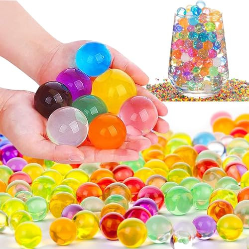 Daover WasserPerlen Set 50.000 Stücke & 200 Stücke Harz Rund Wasserperlen XXL, Wasserperlen für Pflanzen in Vase, Gelkugeln Bunte, Deko für Hochzeit Weihnachten Garten, Karneval Deko