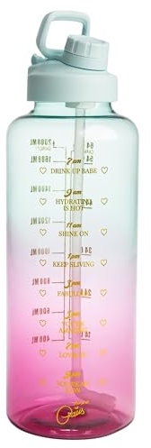 Paris Hilton – Motivations-Trinkflasche 2,0 Liter in pink/blau – Inspirierende Sprüche, Auslaufsicher, Ideal für Sport und Alltag, Kunststoff, 115x10x32 mm