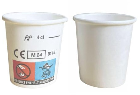 VEPATIM 800 Schnapsbecher Shotbecher Stamperl Pappbecher weiß mit Eichstrich 4cl 40ml