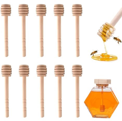 DHWEKU Cuillères à Miel,10 PCS Mini Bâton en Bois Naturel Petit Cuillere a Miel Bâtons de Miel pour Collecter le Sirop de Miel Mélasse Café Thé Cuisine Restaurant Mariage FêTe 3.9 pouces/10cm
